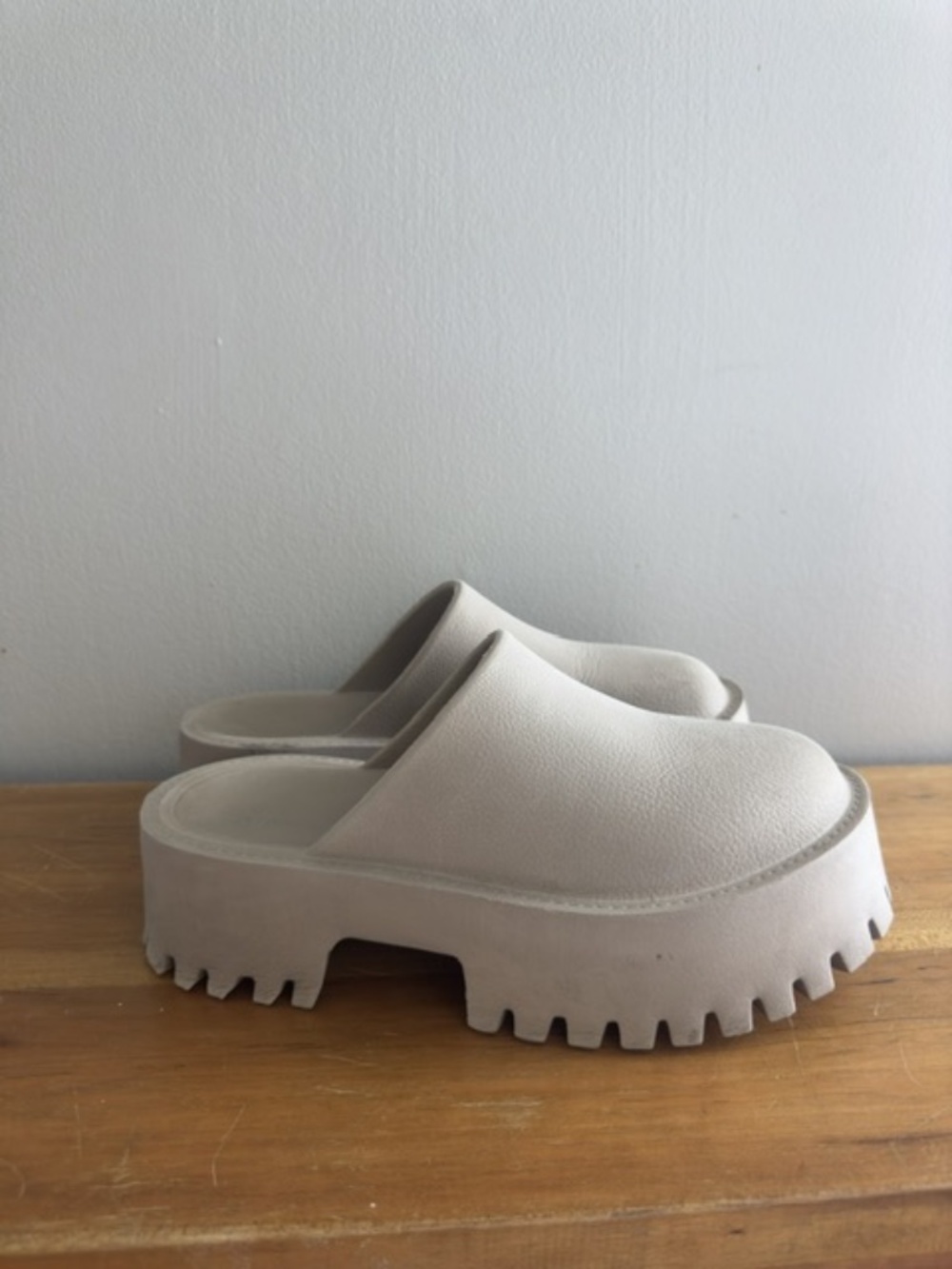 Jeffrey Campbell Shoes Taupe Clogge Platform Mules